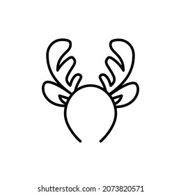 Rentier antlers lustige Weihnachtsfeier-Headband. Pixel perfektes, bearbeitbares Strichsymbol