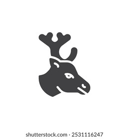 Reindeer with antlers vector icon. filled flat sign for mobile concept and web design. Reindeer head glyph icon. Symbol, logo illustration. Vector graphics