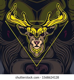 reindeer artwork illustration on the dark background