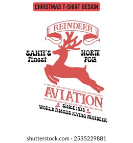 Reindeer Aviation-Christmas Sign T shirt Design