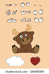 reindeer baby cute cartoon sit pack in vector format