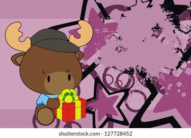 reindeer  baby gift cartoon background in vector format