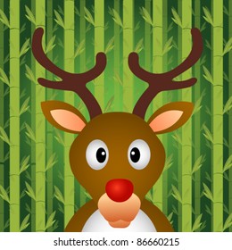 Reindeer with bamboo background