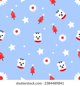 Reindeer bear on a snowy Christmas day