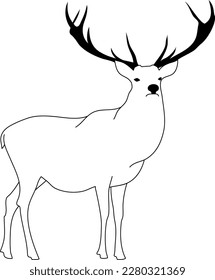 Reindeer black line art vector illustration
