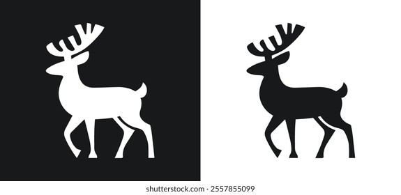 Reindeer black and white silhouette or icon vector illustration design
