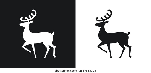 Reindeer black and white silhouette or icon vector illustration design