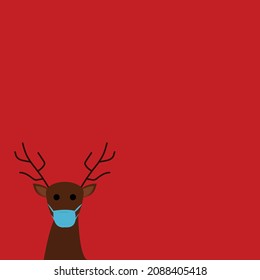 reindeer with blue mask on red background