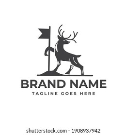 reindeer carrying a flag logo