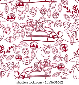 Reindeer carrying Santa's sleigh with gifts