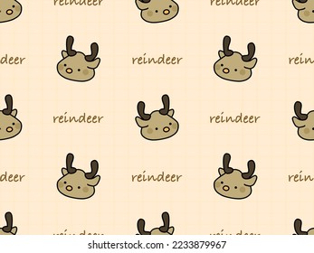 Reindeer cartoon character seamless pattern on orange background