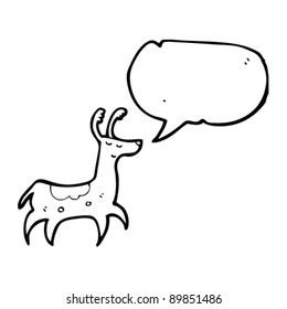 reindeer cartoon character with speech bubble
