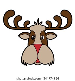 Reindeer cartoon head. Christmas illustration. Vector format