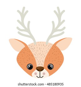 Reindeer cartoon icon. Merry Christmas season decoration figure theme. Isolated design. Vector illustration