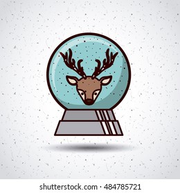 Reindeer cartoon inside sphere icon. Merry Christmas season decoration figure theme. Isolated design. Vector illustration