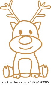 reindeer cartoon line art coloring page