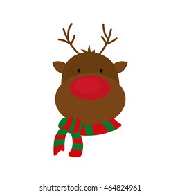 reindeer cartoon merry christmas celebration icon. Isolated and flat illustration. Vector graphic