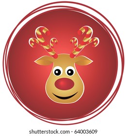 Reindeer cartoon portrait with lillipop horns