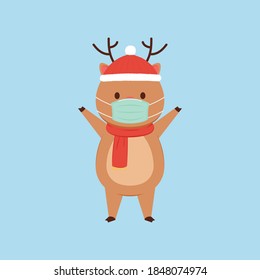 Reindeer cartoon vector. Reindeer character design. Face mask.