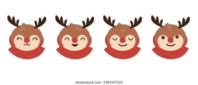 Reindeer cartoons isolated on white background vector illustration.