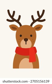 Ilustración vectorial plana de personaje de reno