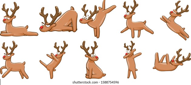 Reindeer character vector set collection graphic clipart design