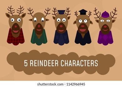 Reindeer Characters Five Set