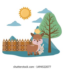 Reindeer chicken and rabbit cartoon design