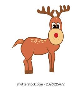 Reindeer child sitting in Christmas, Reindeer head isolated on white background, vector illustration.