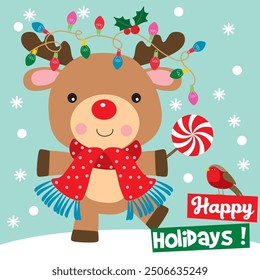 Reindeer with Christmas Card or Bag design