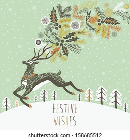 Reindeer Christmas card design