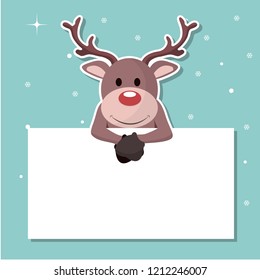 Reindeer Christmas card sticking out on a sign
