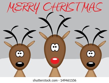Reindeer Christmas Card. Vector