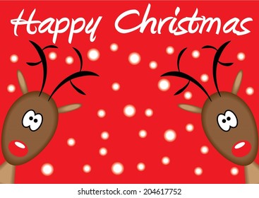 Reindeer Christmas Card. Vector