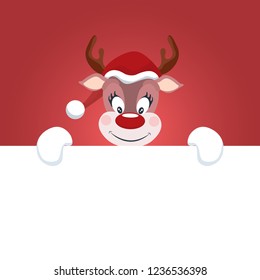 Reindeer Christmas card with white background to write