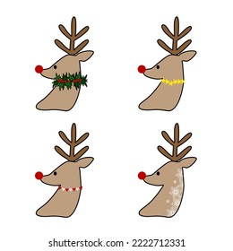 Reindeer Christmas cartoon vector set