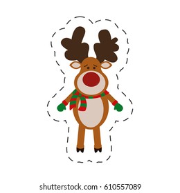 reindeer christmas decorative cut line vector illustraiton eps 10