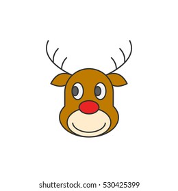 Reindeer Christmas flat line icon