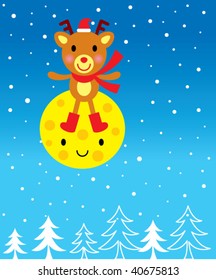 reindeer christmas greeting card