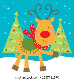 reindeer christmas greeting card design