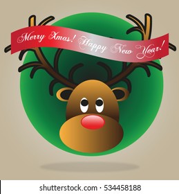 Reindeer christmas holiday vector illustration symbol or icon