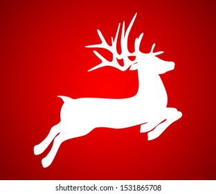Reindeer Christmas. Icon on red