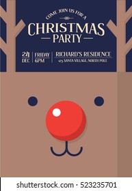 reindeer christmas invitation card template vector/illustration