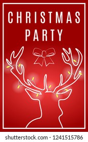 reindeer christmas party invitation card template vector/illustration
