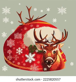 Reindeer at a christmas party wrapped up as present
