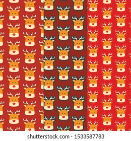 reindeer Christmas pattern set vector