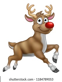 A reindeer Christmas red nosed cartoon character illustration 