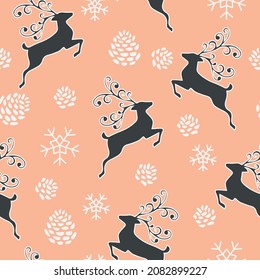 Reindeer Christmas seamless pattern design  