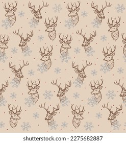 Reindeer christmas season seamless design background