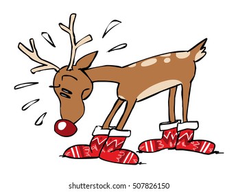 Reindeer with Christmas stockings